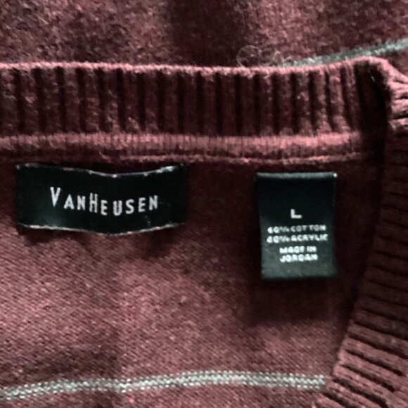Van Heusen Vintage Men's Sweater V-Neck Pullover Long Sleeves Size L Red - Picture 6 of 7